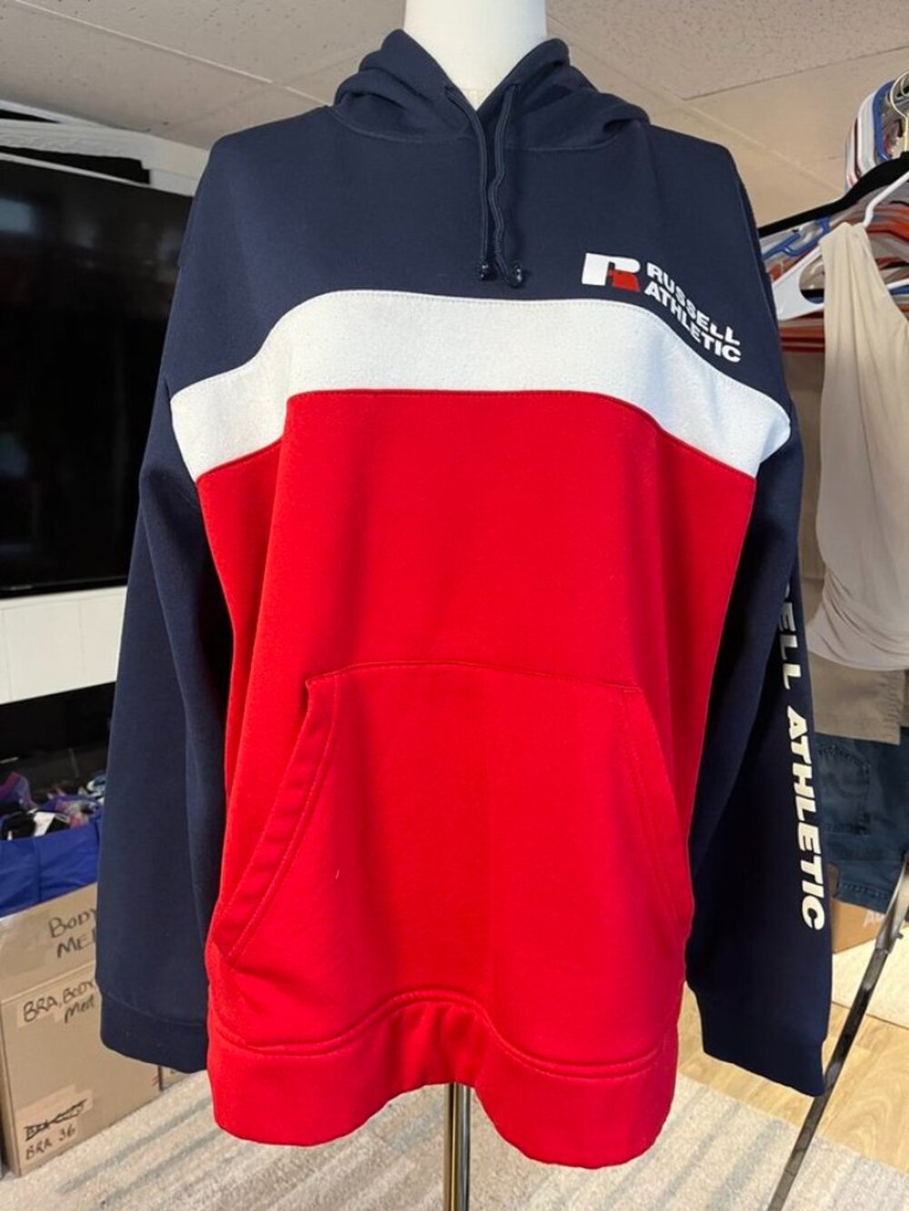 Russell Athletic Colorblock Fleece Hoodie Pullover Men’s Large - Picture 3 of 10